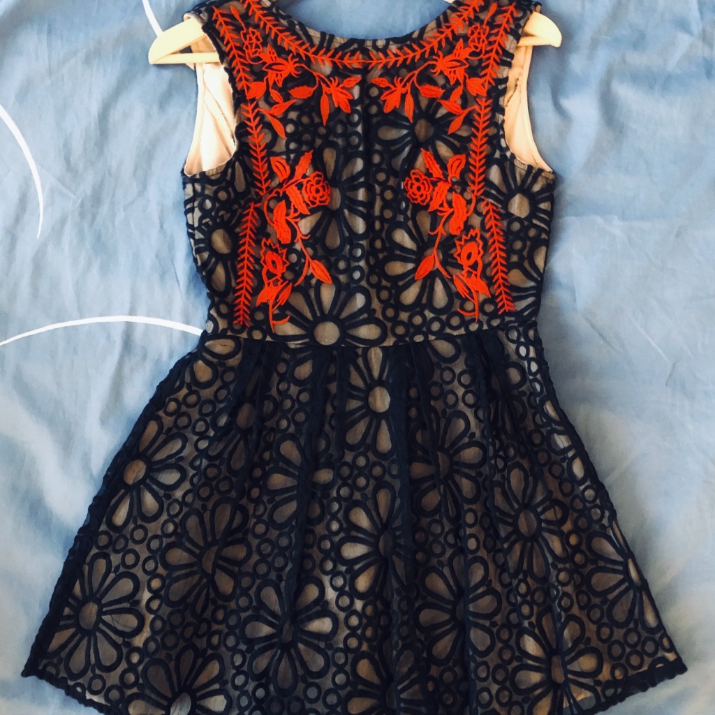 English Rose Black Lace Floral Mini (S)
